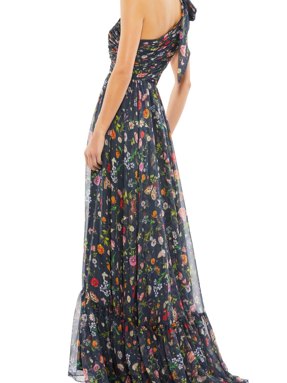Mac Duggal One-Shoulder Floral Cut-Out Gown - Picture 2 of 6